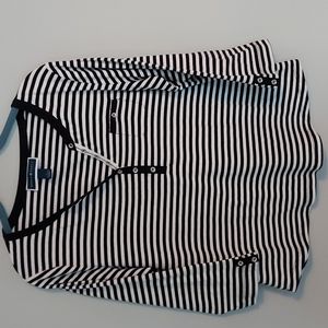 Sz L Karen Scott Cotton Striped Pullover Tunic   w 3/4 " sleeve